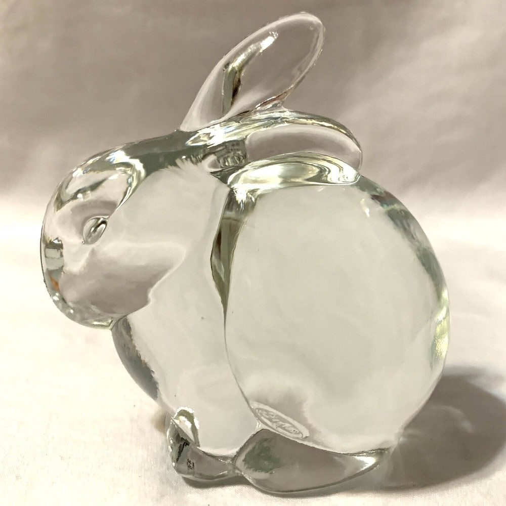 VTG Fenton Clear Glass Bunny Rabbit Paperweight Figurine Spring 3.5 USA